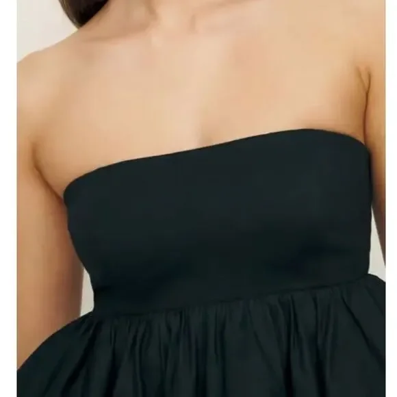 NWT Reformation Simone Strapless Bubble Hem Peplum Black Top Size Small $128 - Picture 4 of 11